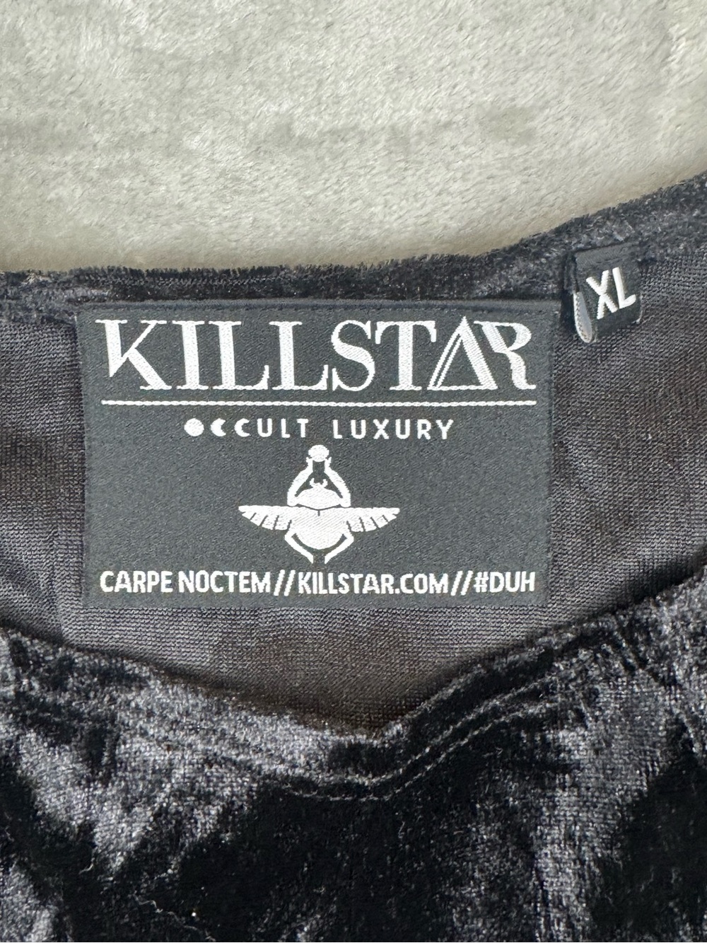Killstar Midnight Velvet Long Sleeve Crop Top Black Crushed Velvet Goth Emo XL - Picture 6 of 9